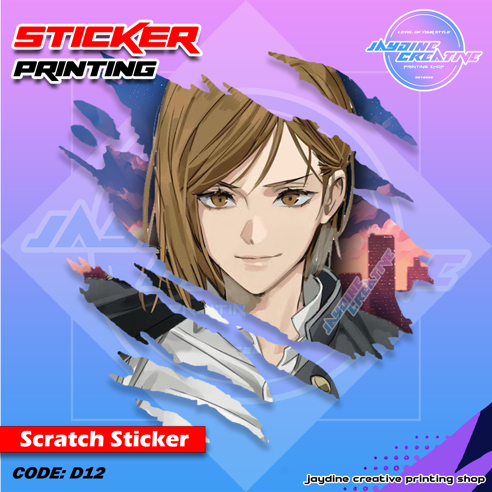 Jujutsu Kaisen Inspired Scratch Design Sticker