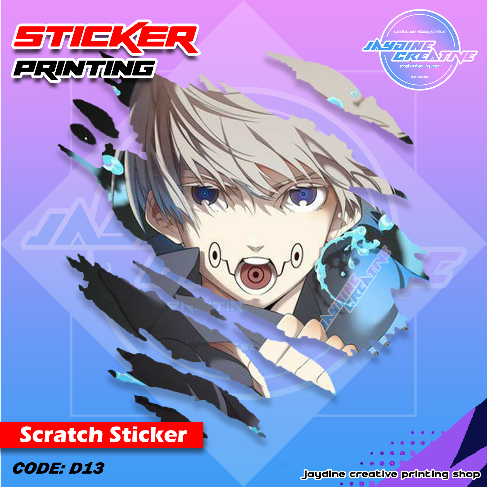 Jujutsu Kaisen Inspired Scratch Design Sticker