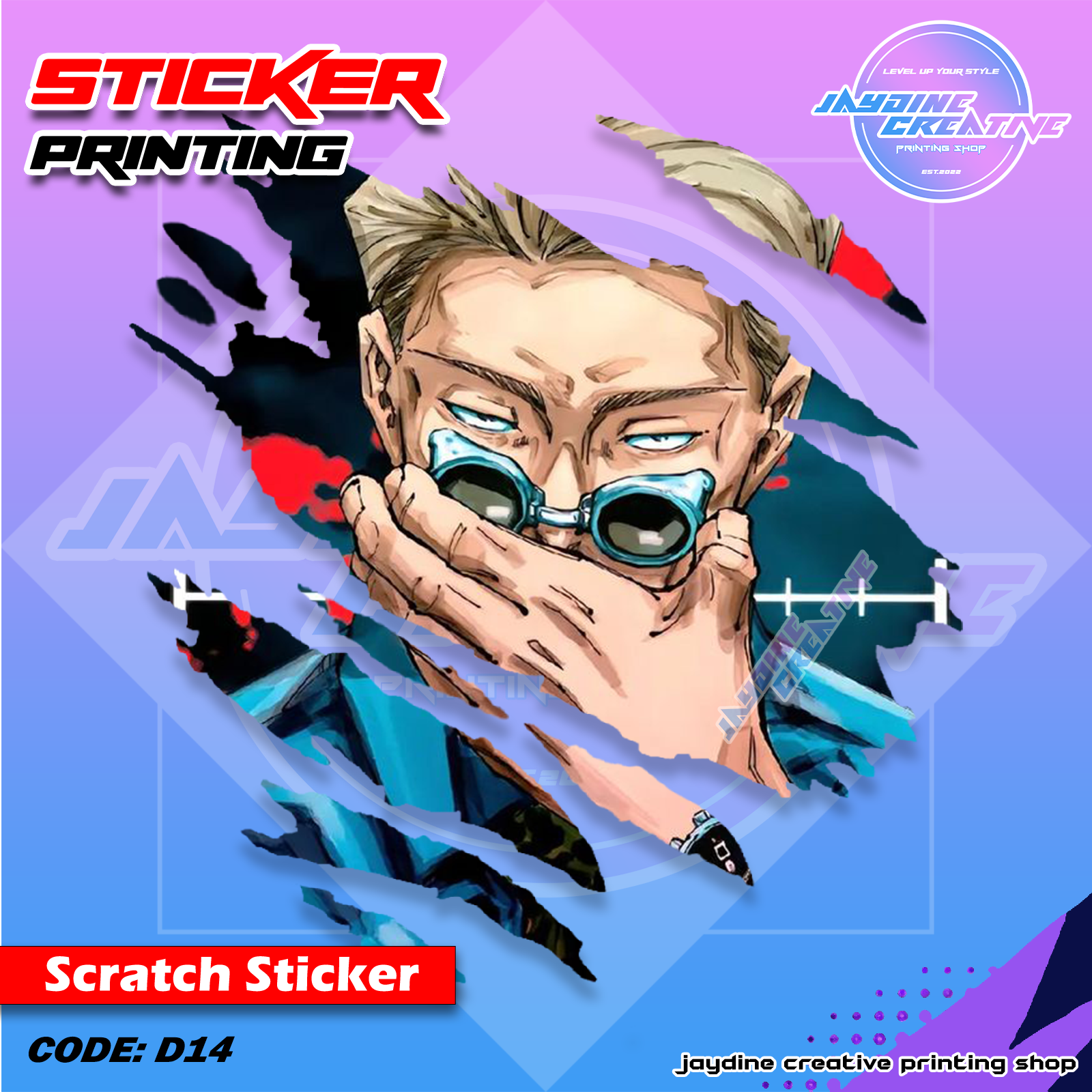 Jujutsu Kaisen Inspired Scratch Design Sticker