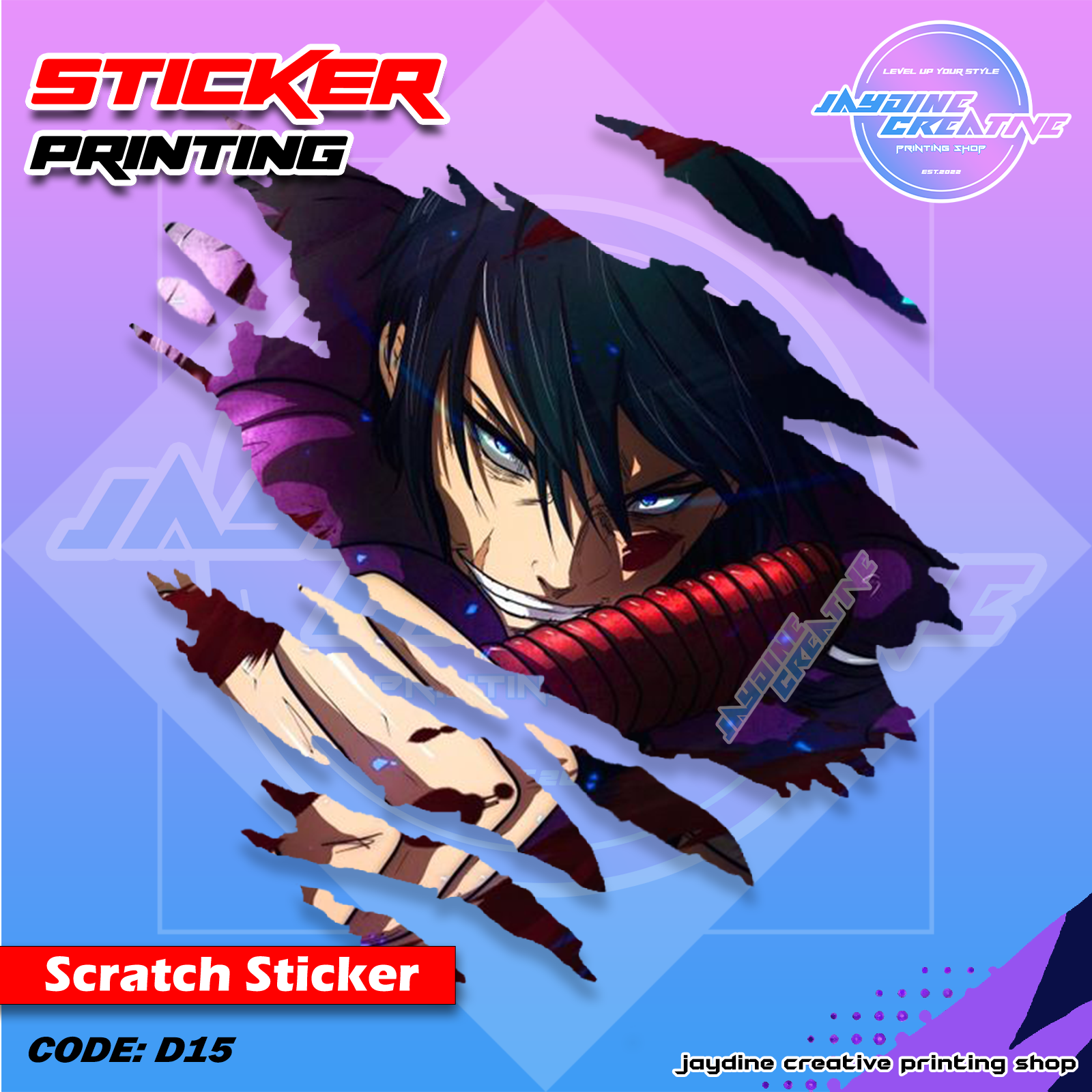 Jujutsu Kaisen Inspired Scratch Design Sticker