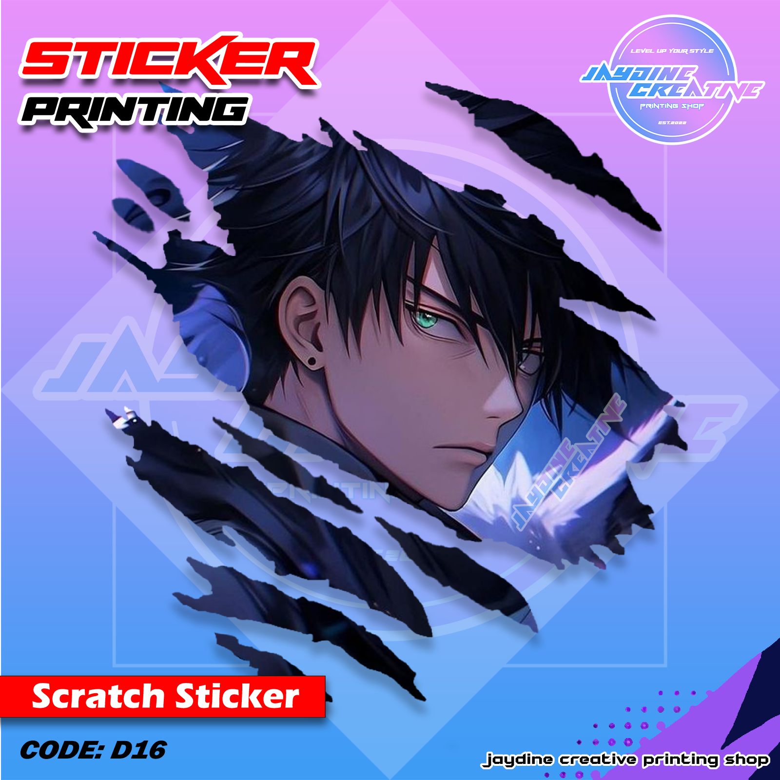 Jujutsu Kaisen Inspired Scratch Design Sticker