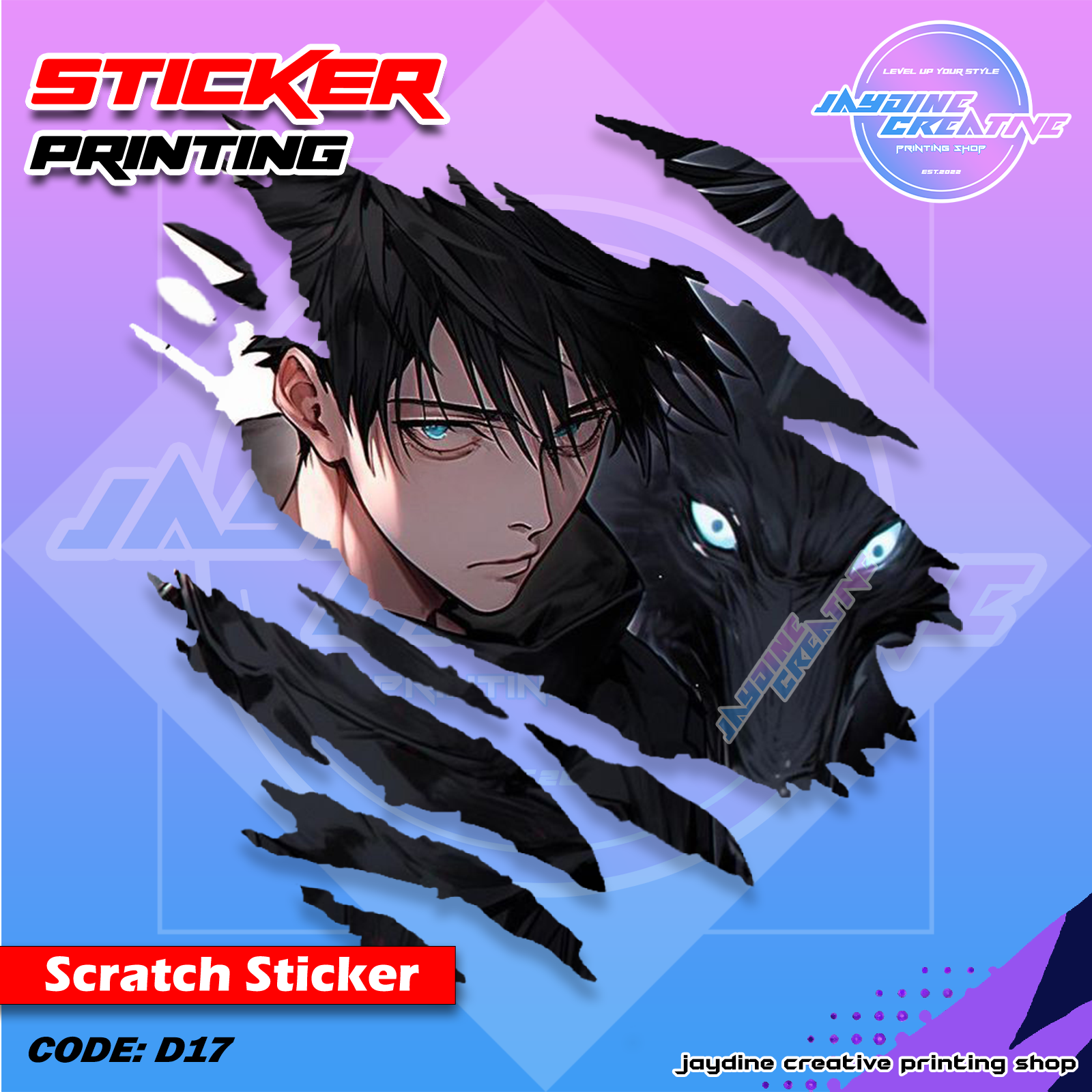 Jujutsu Kaisen Inspired Scratch Design Sticker