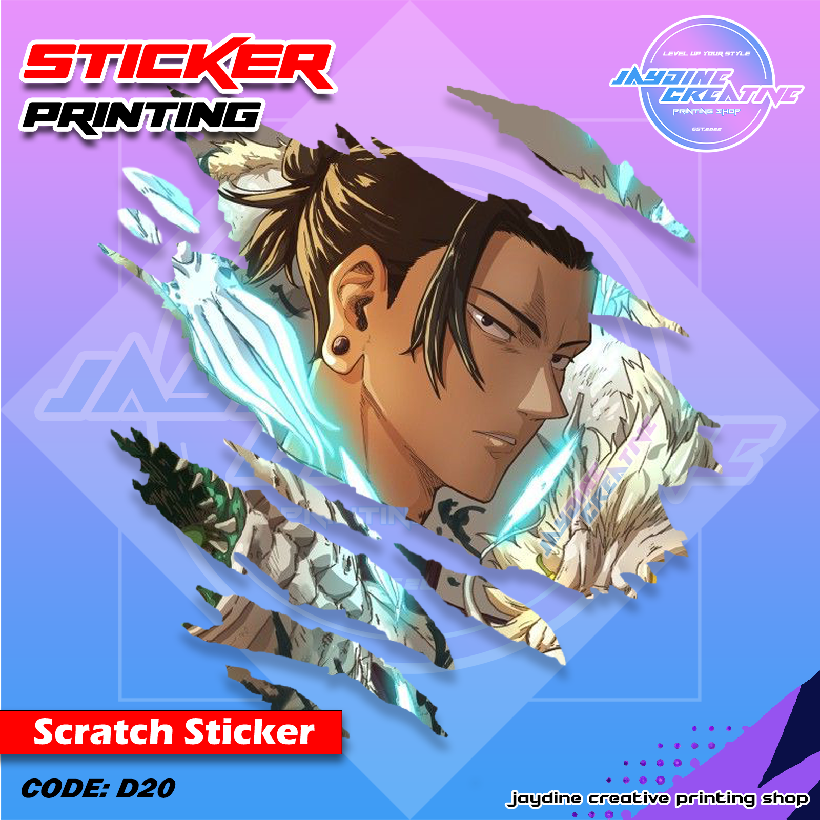 Jujutsu Kaisen Inspired Scratch Design Sticker