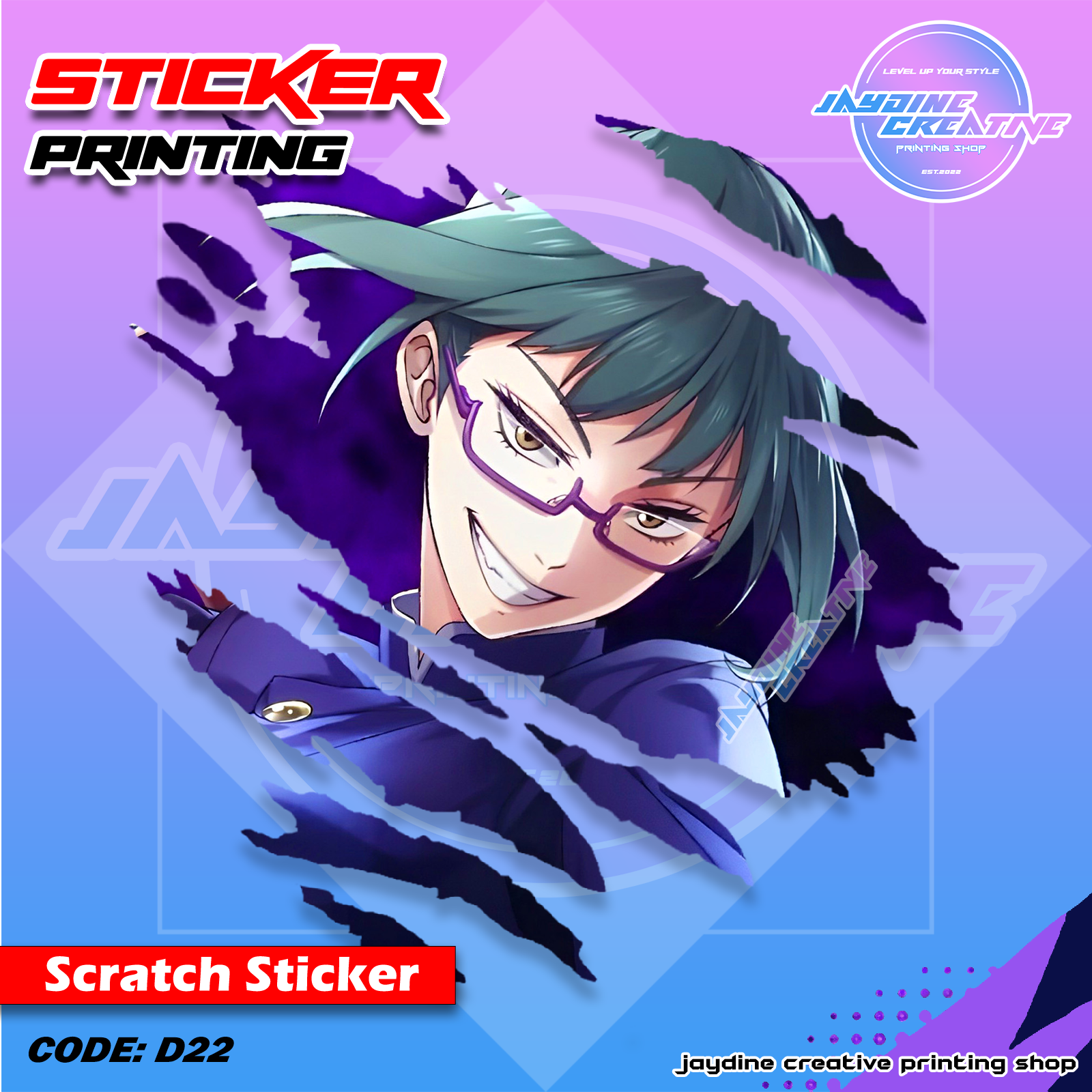 Jujutsu Kaisen Inspired Scratch Design Sticker