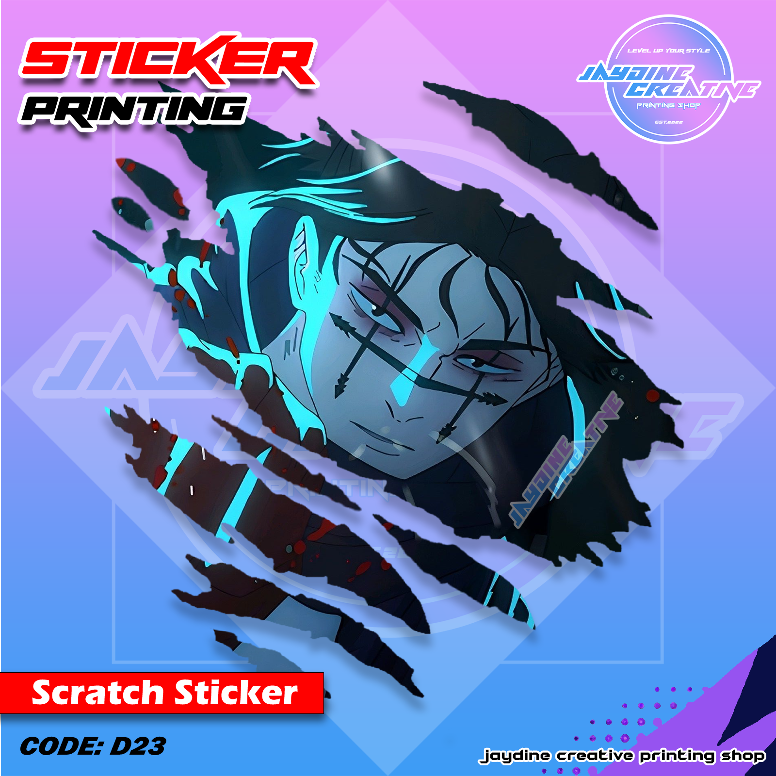 Jujutsu Kaisen Inspired Scratch Design Sticker