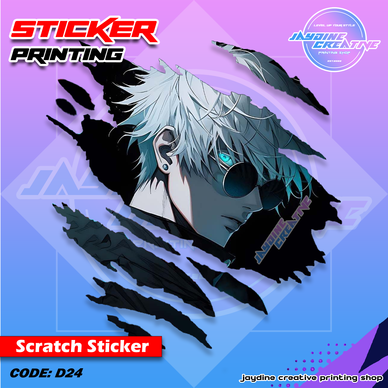 Jujutsu Kaisen Inspired Scratch Design Sticker