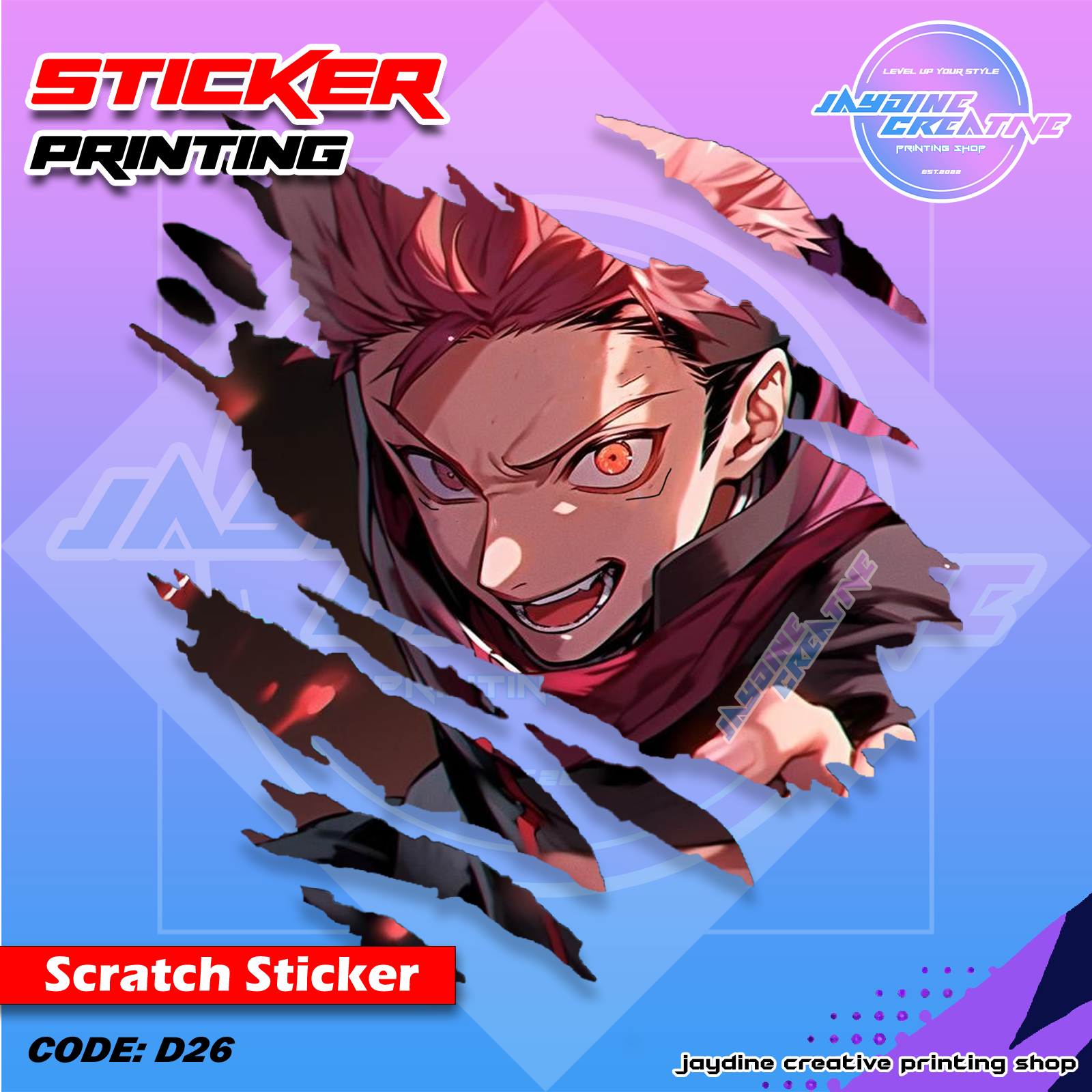 Jujutsu Kaisen Inspired Scratch Design Sticker
