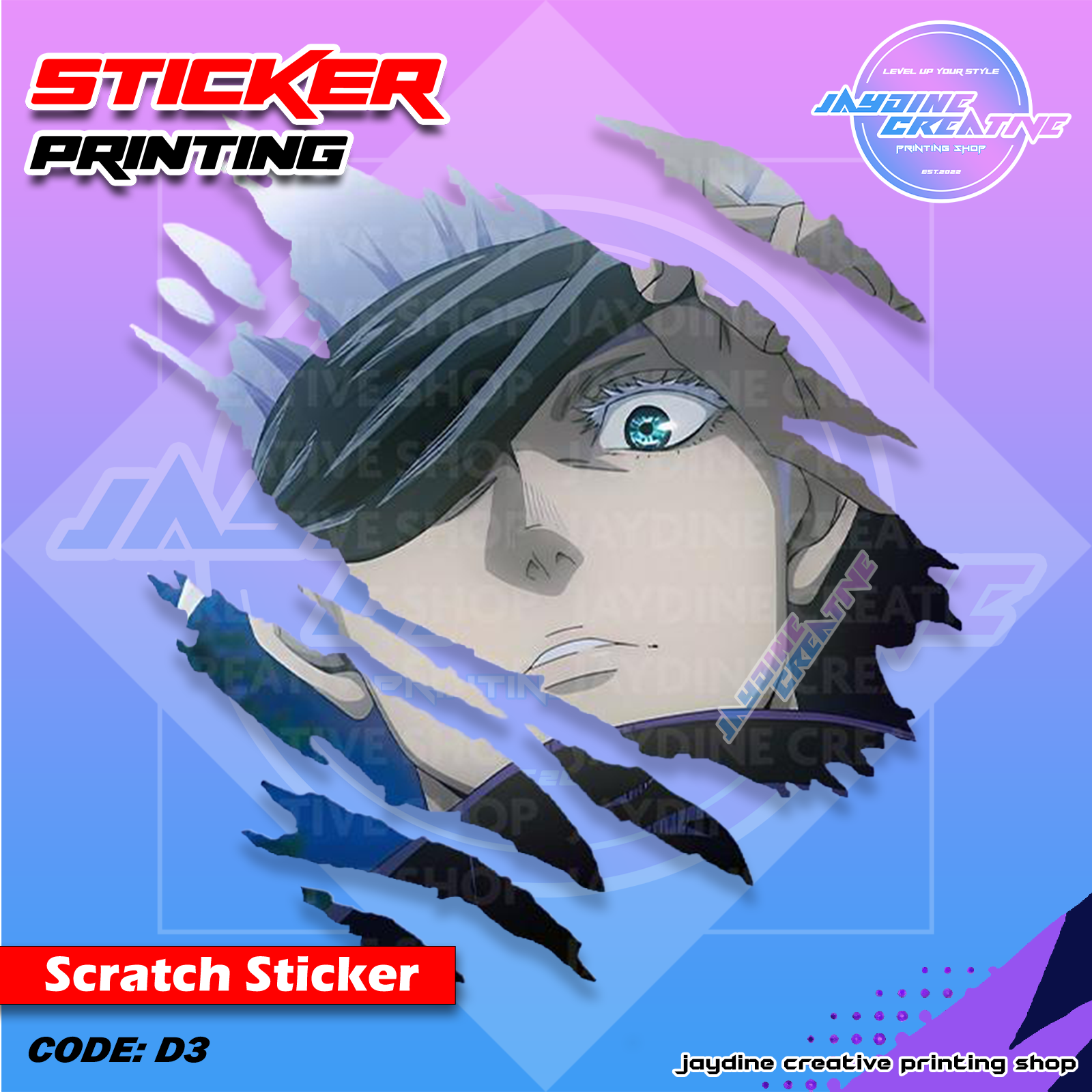 Jujutsu Kaisen Inspired Scratch Design Sticker