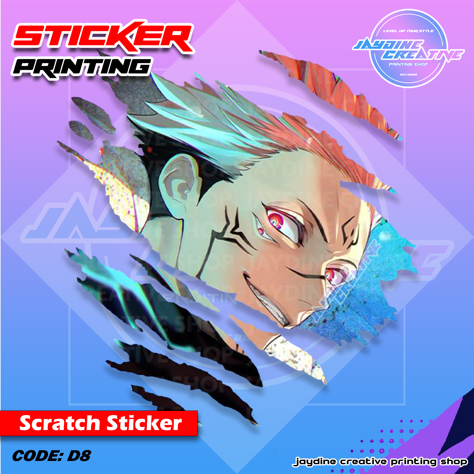 Jujutsu Kaisen Inspired Scratch Design Sticker
