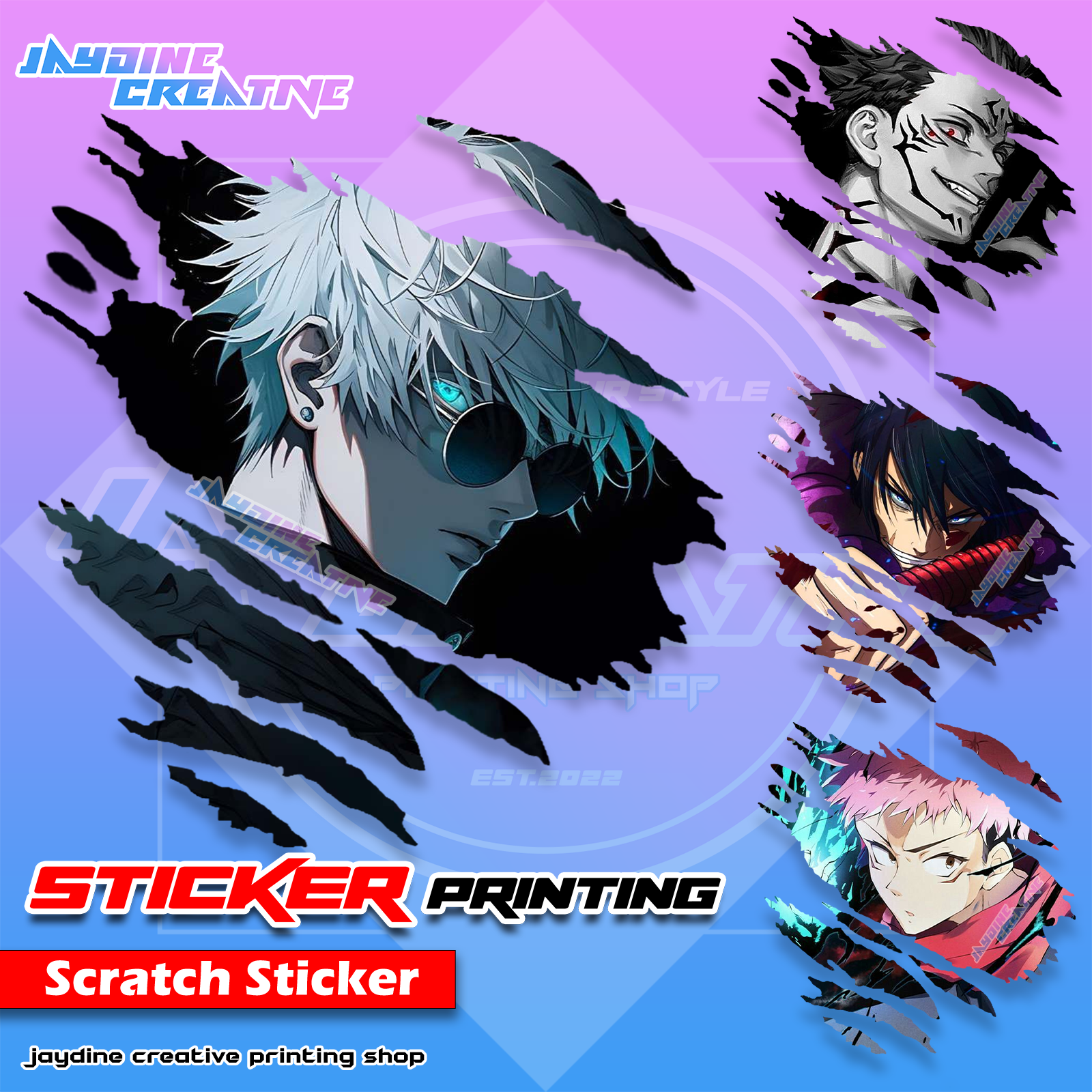 Jujutsu Kaisen Inspired Scratch Design Sticker