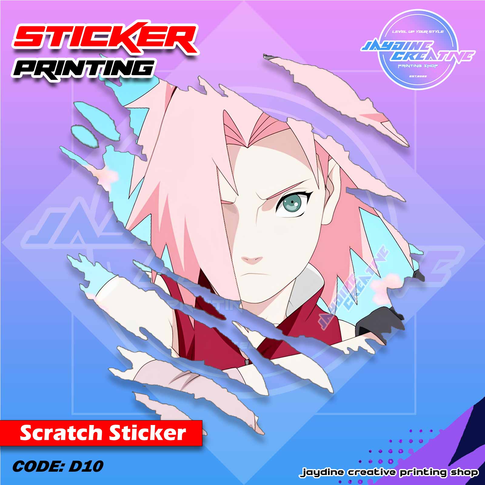 Naruto Inspired Scratch Design Sticker