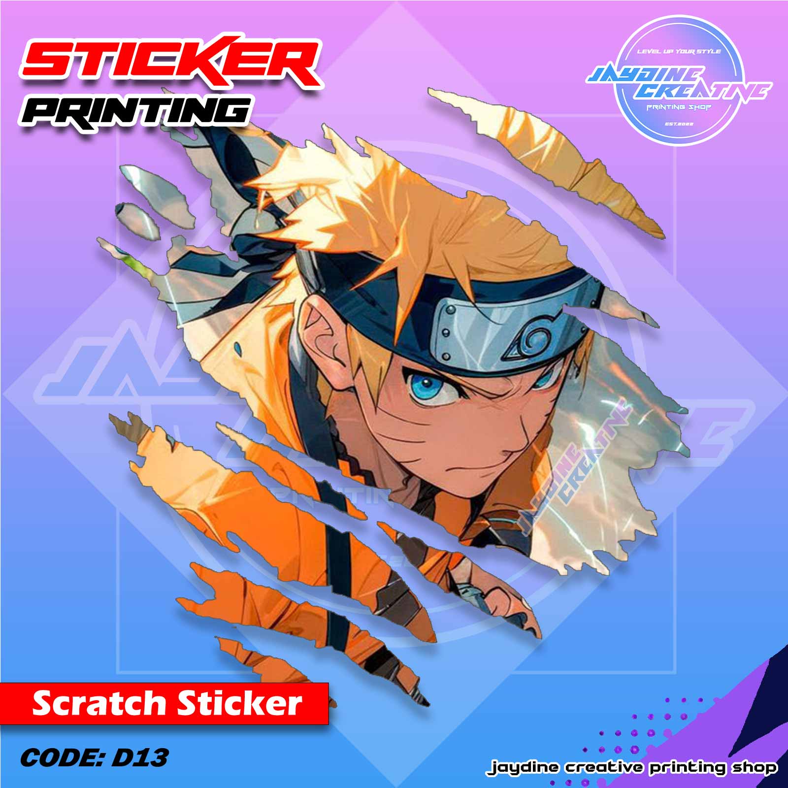 Naruto Inspired Scratch Design Sticker