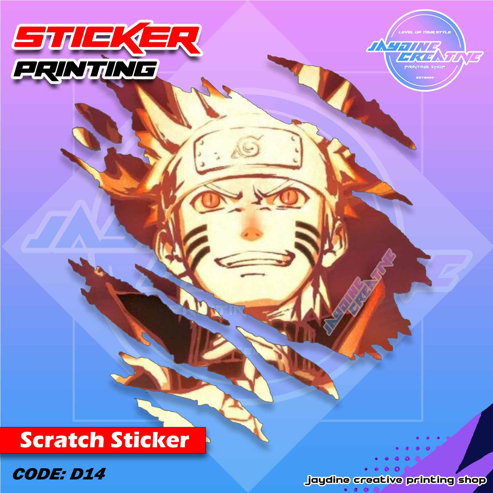 Naruto Inspired Scratch Design Sticker