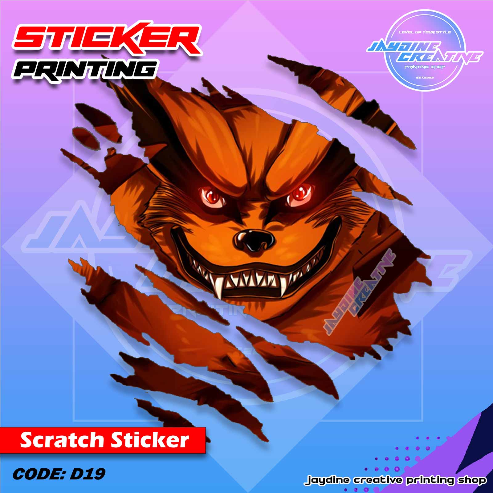 Naruto Inspired Scratch Design Sticker
