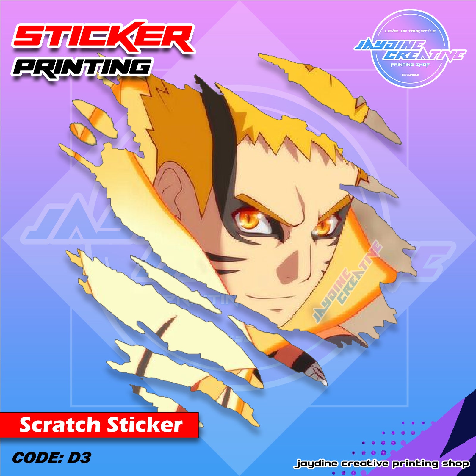Naruto Inspired Scratch Design Sticker