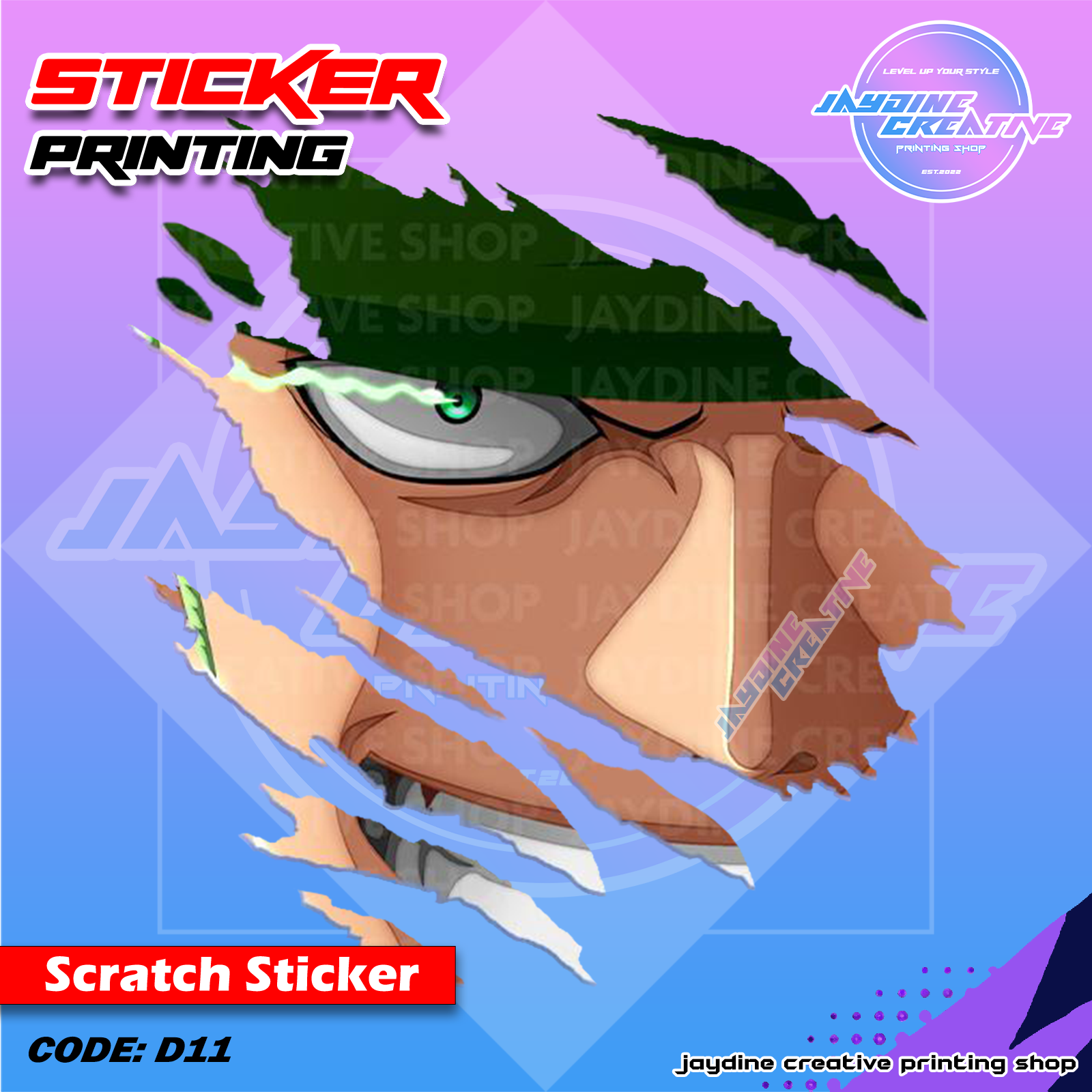One Piece Inspired Scratch Design Sticker