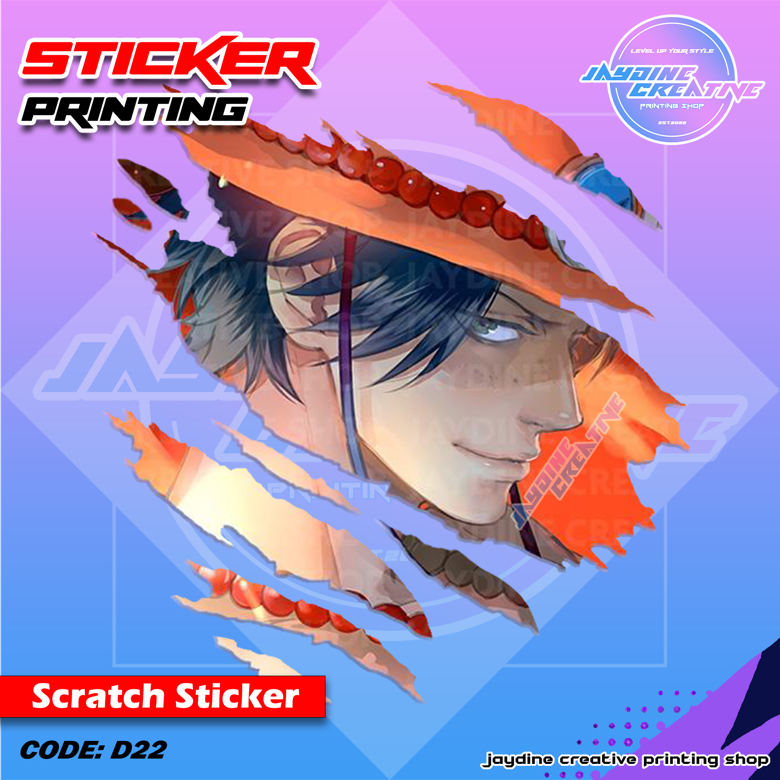 One Piece Inspired Scratch Design Sticker