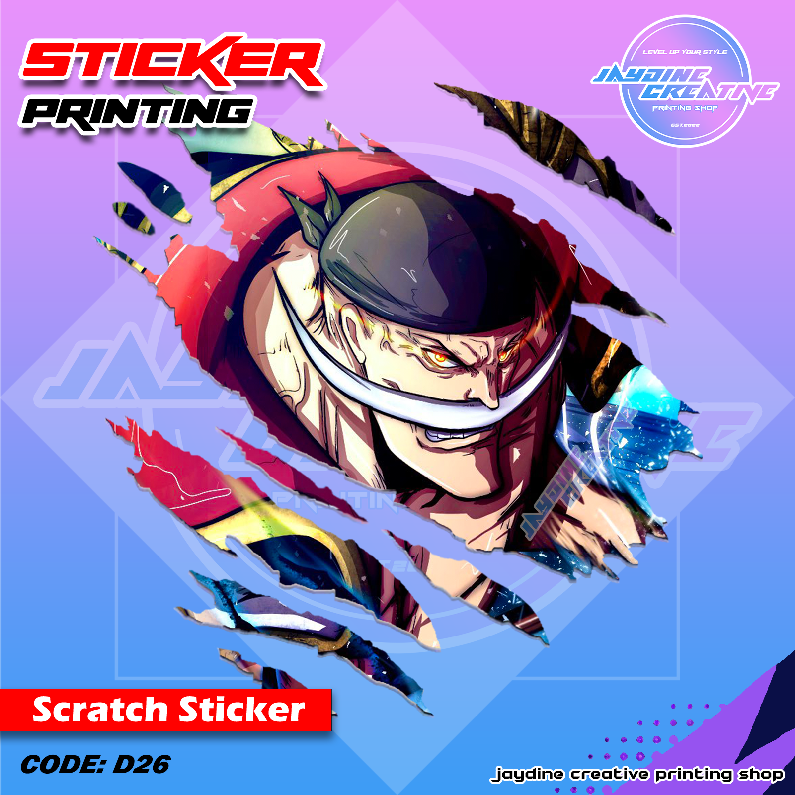 One Piece Inspired Scratch Design Sticker