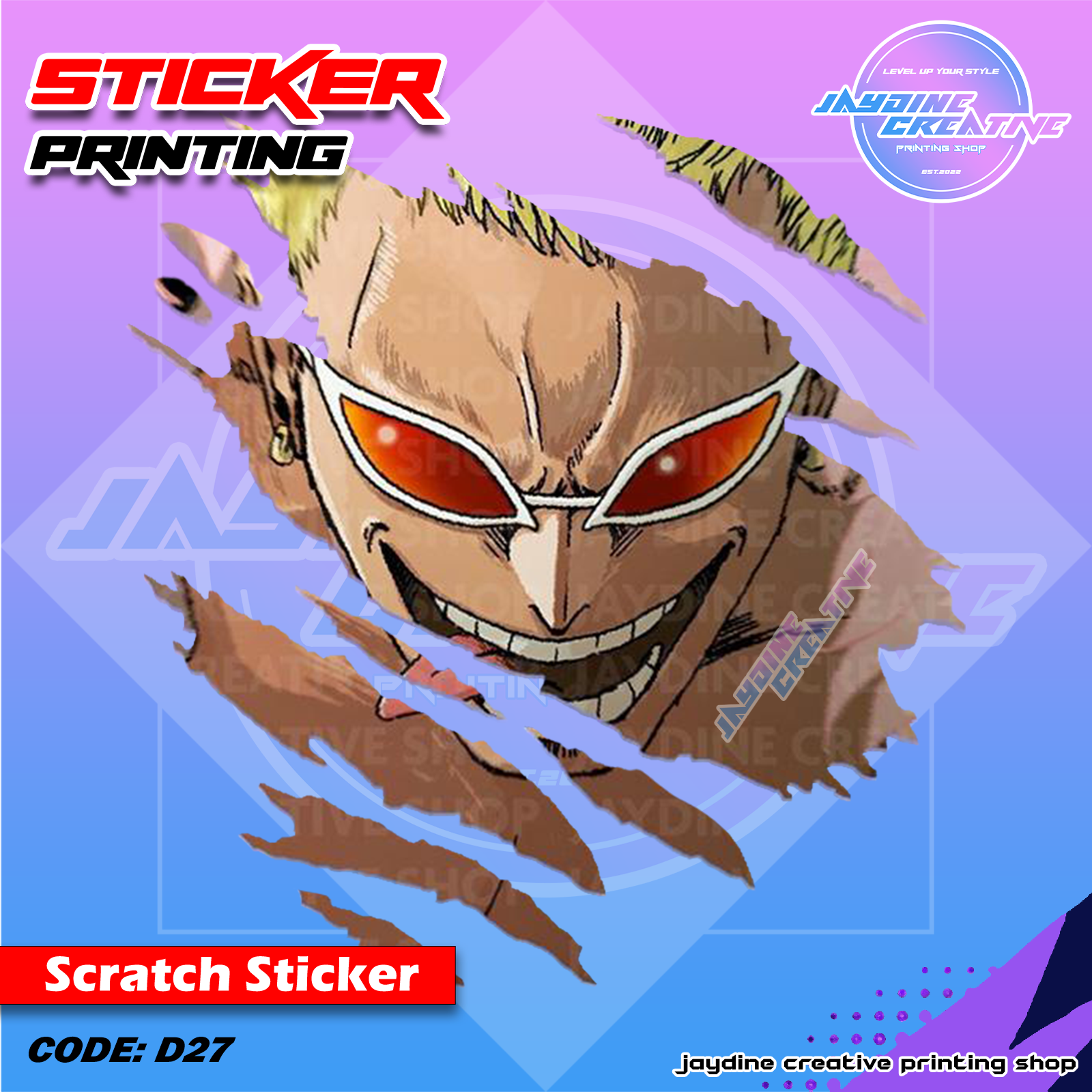 One Piece Inspired Scratch Design Sticker