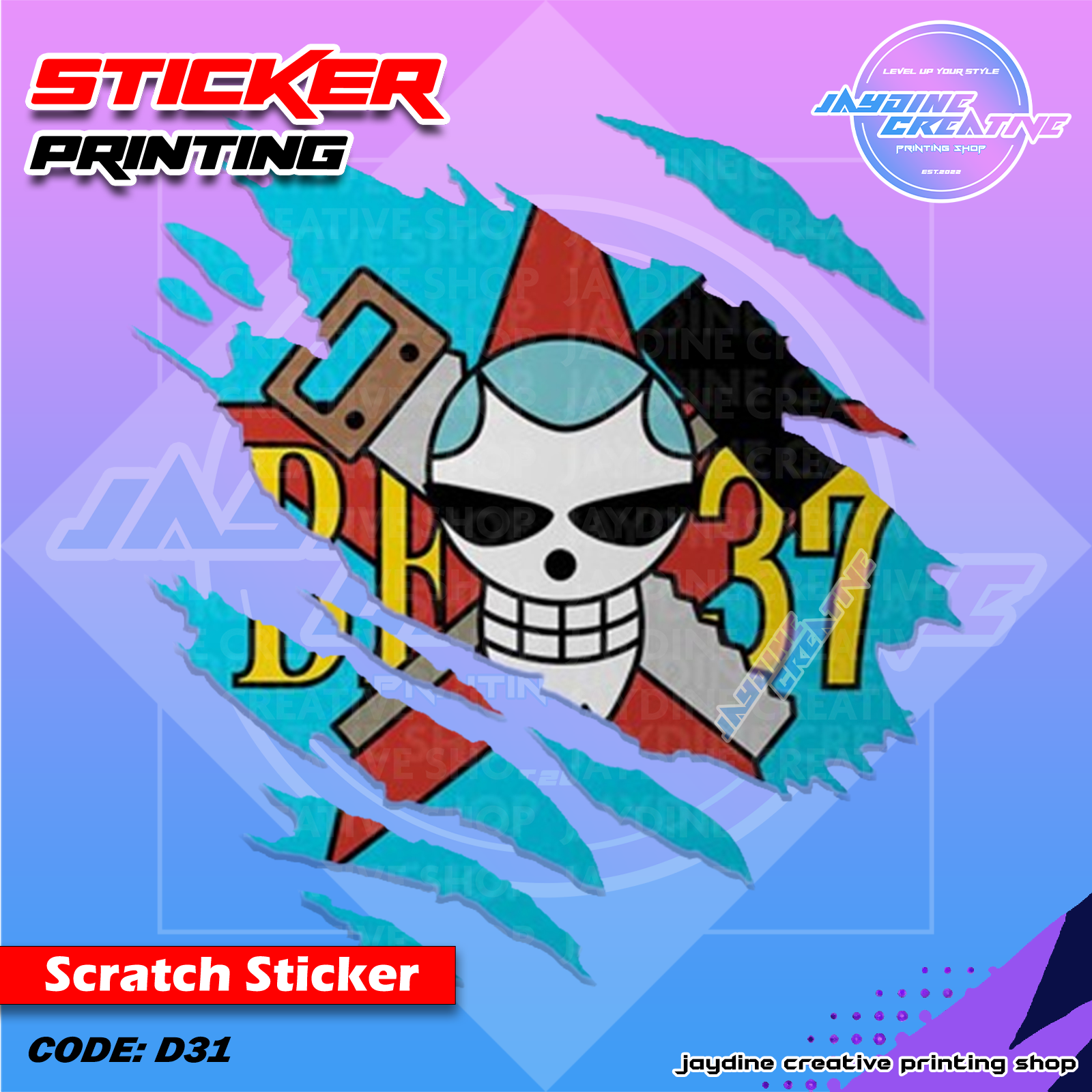 One Piece Inspired Scratch Design Sticker
