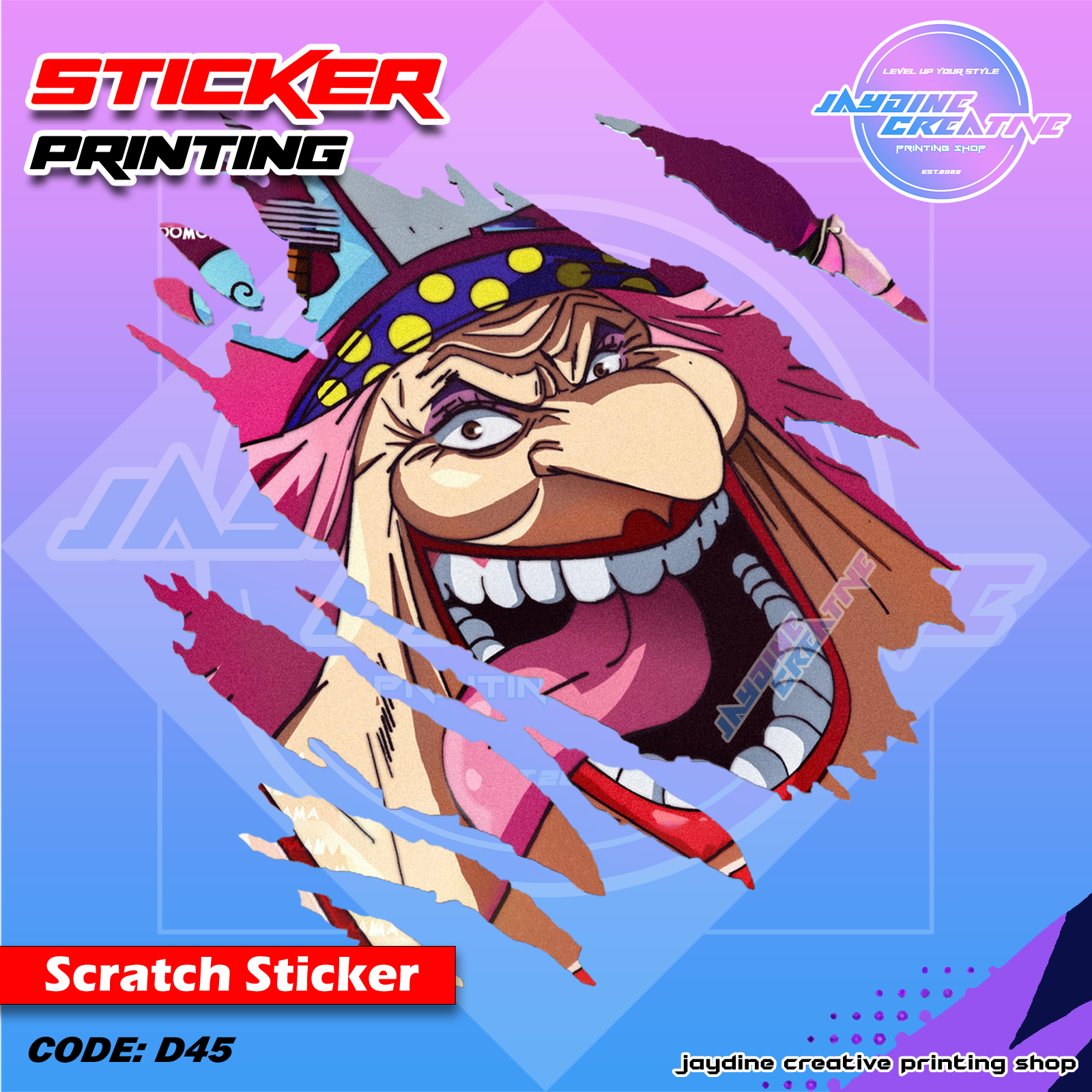 One Piece Inspired Scratch Design Sticker