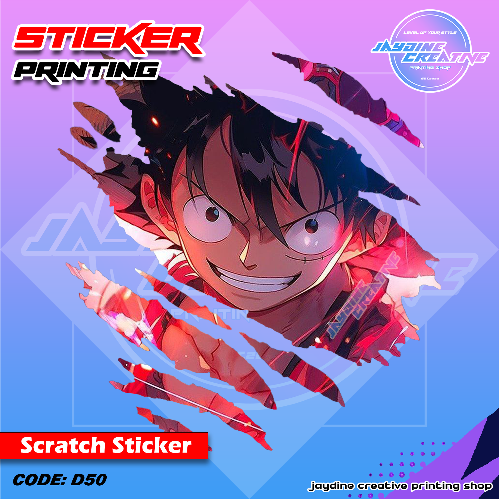 One Piece Inspired Scratch Design Sticker