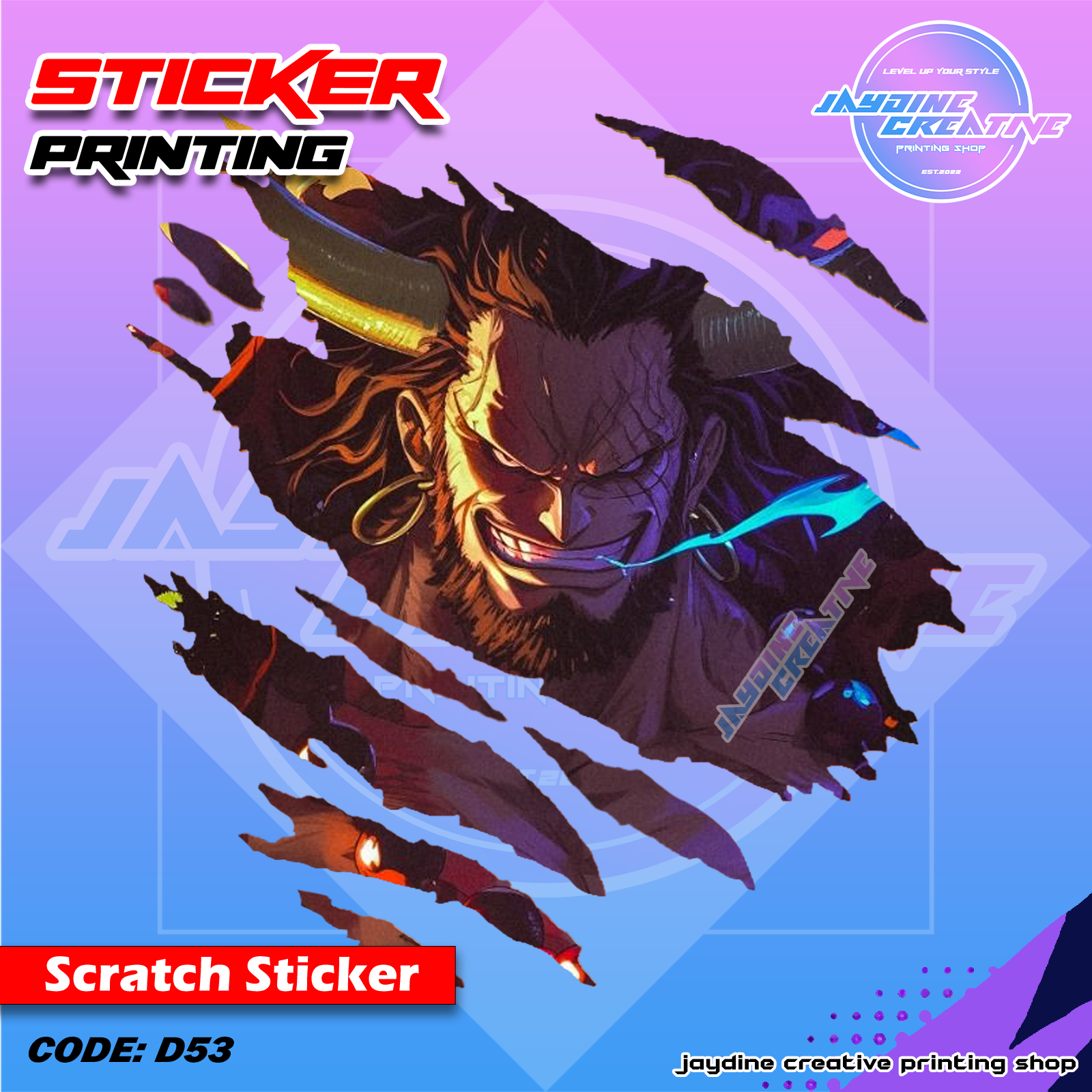 One Piece Inspired Scratch Design Sticker