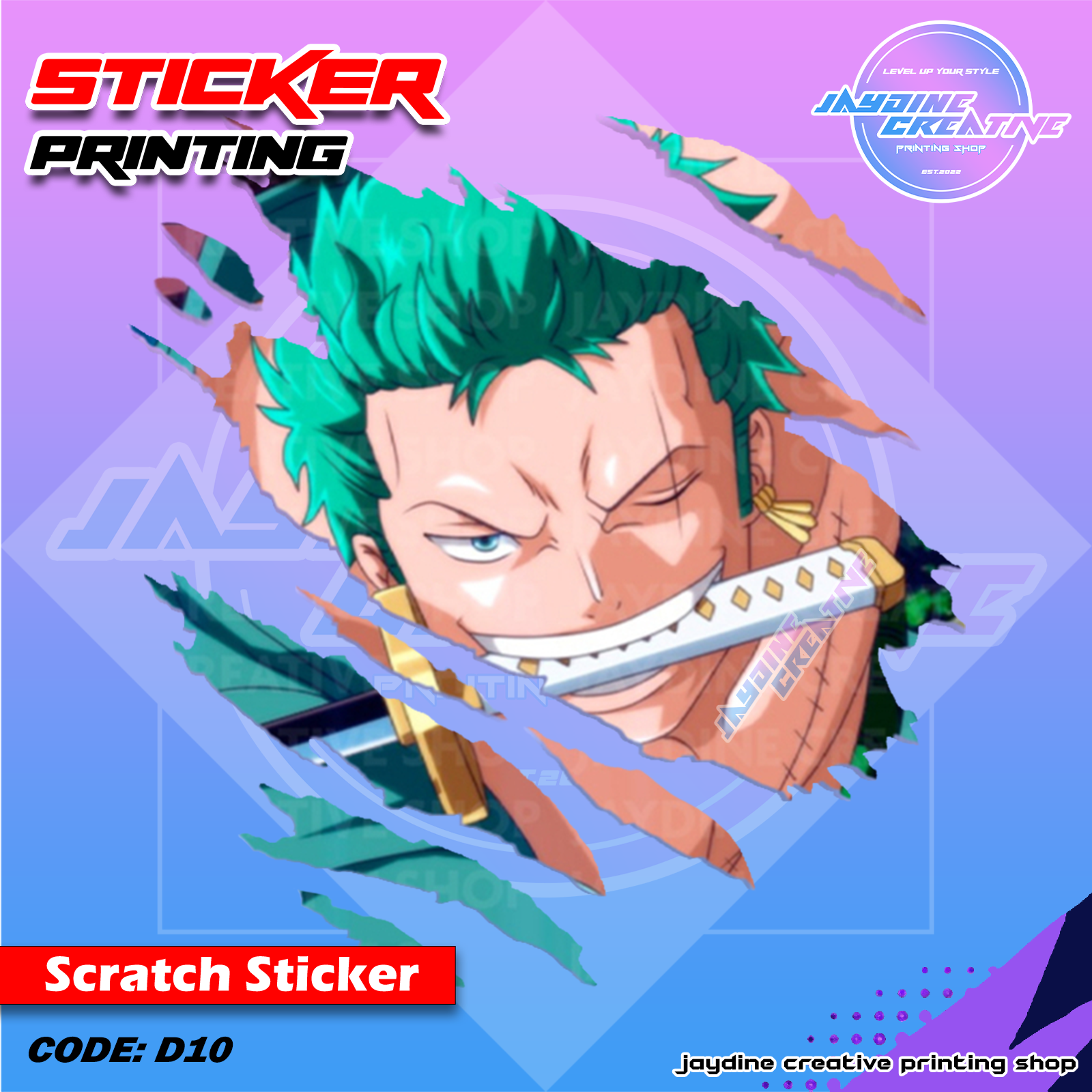 One Piece Inspired Scratch Design Sticker