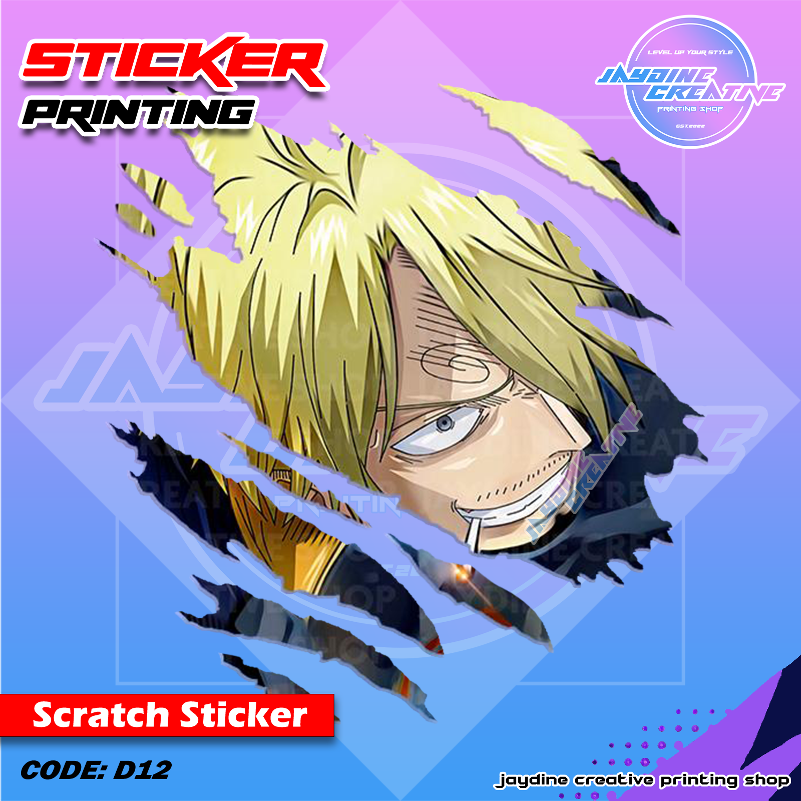 One Piece Inspired Scratch Design Sticker