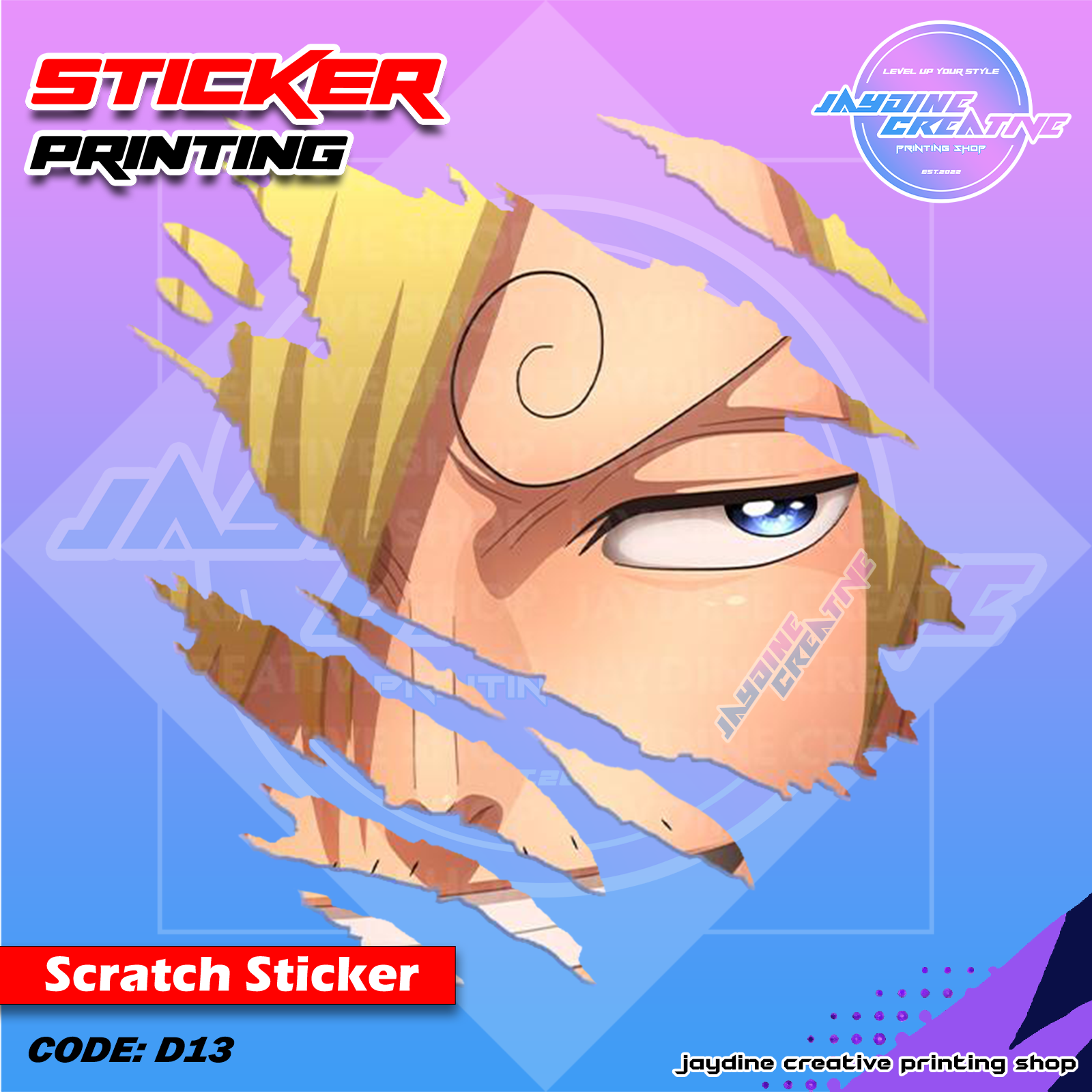 One Piece Inspired Scratch Design Sticker