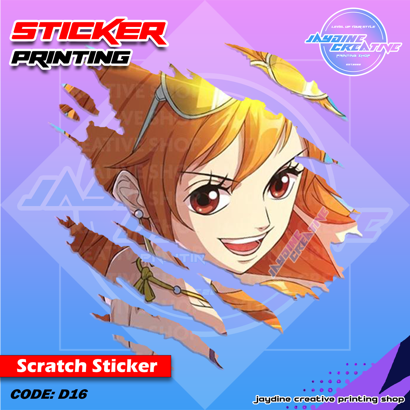 One Piece Inspired Scratch Design Sticker