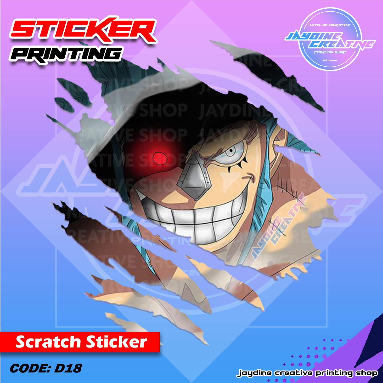 One Piece Inspired Scratch Design Sticker