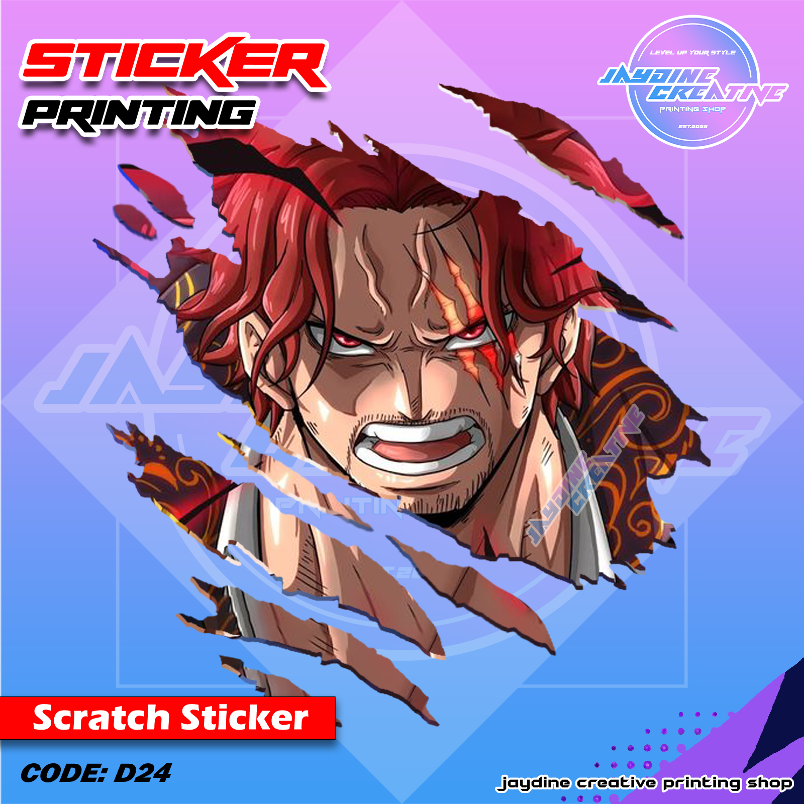 One Piece Inspired Scratch Design Sticker