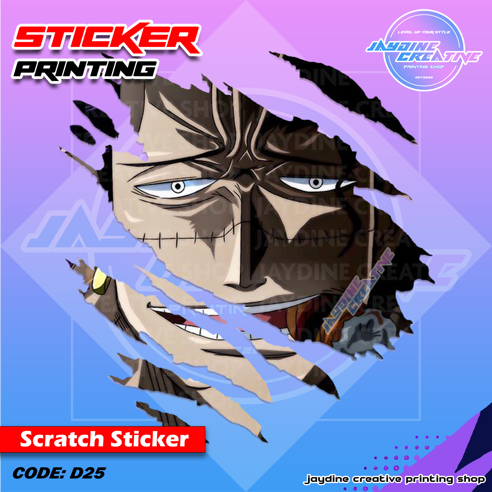 One Piece Inspired Scratch Design Sticker