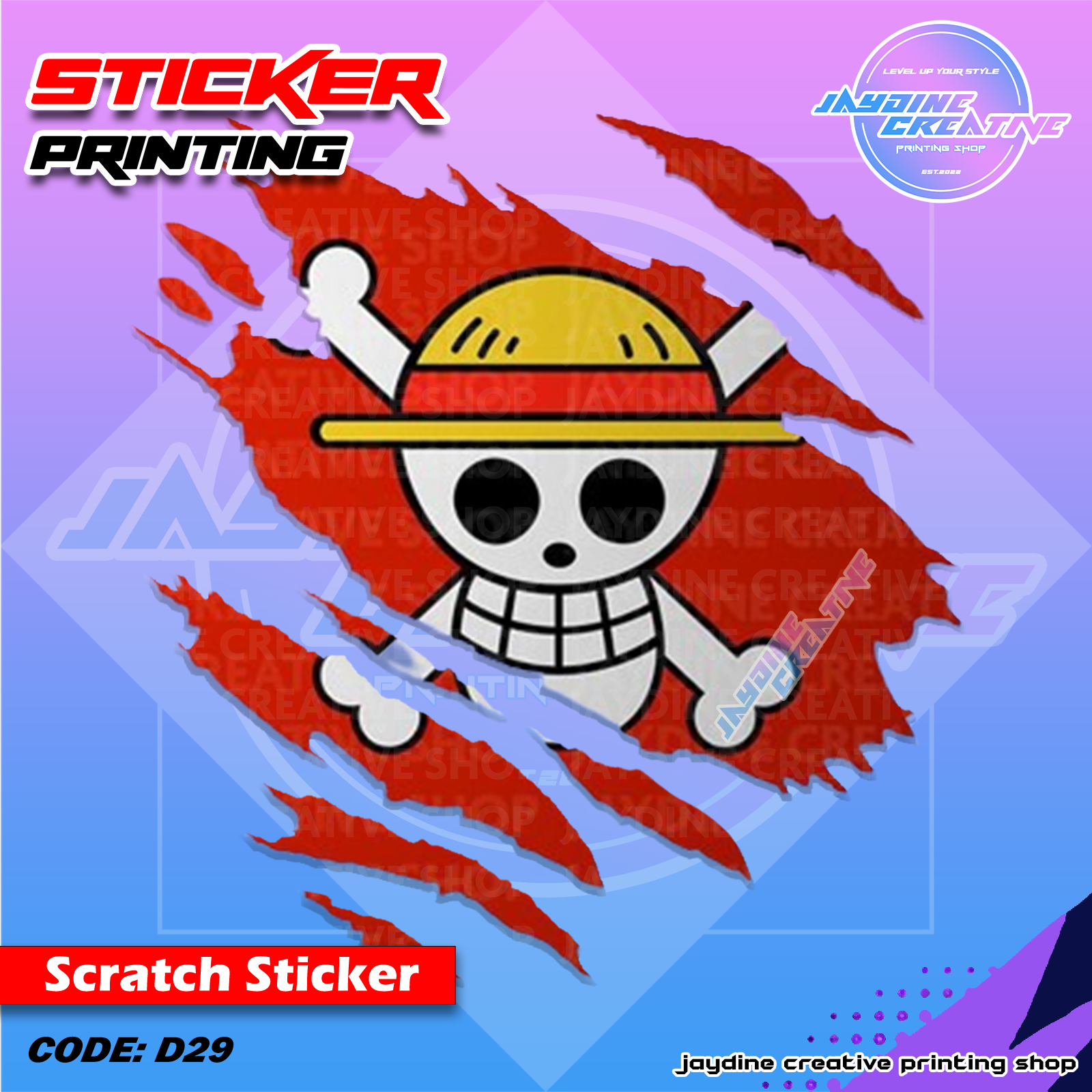 One Piece Inspired Scratch Design Sticker