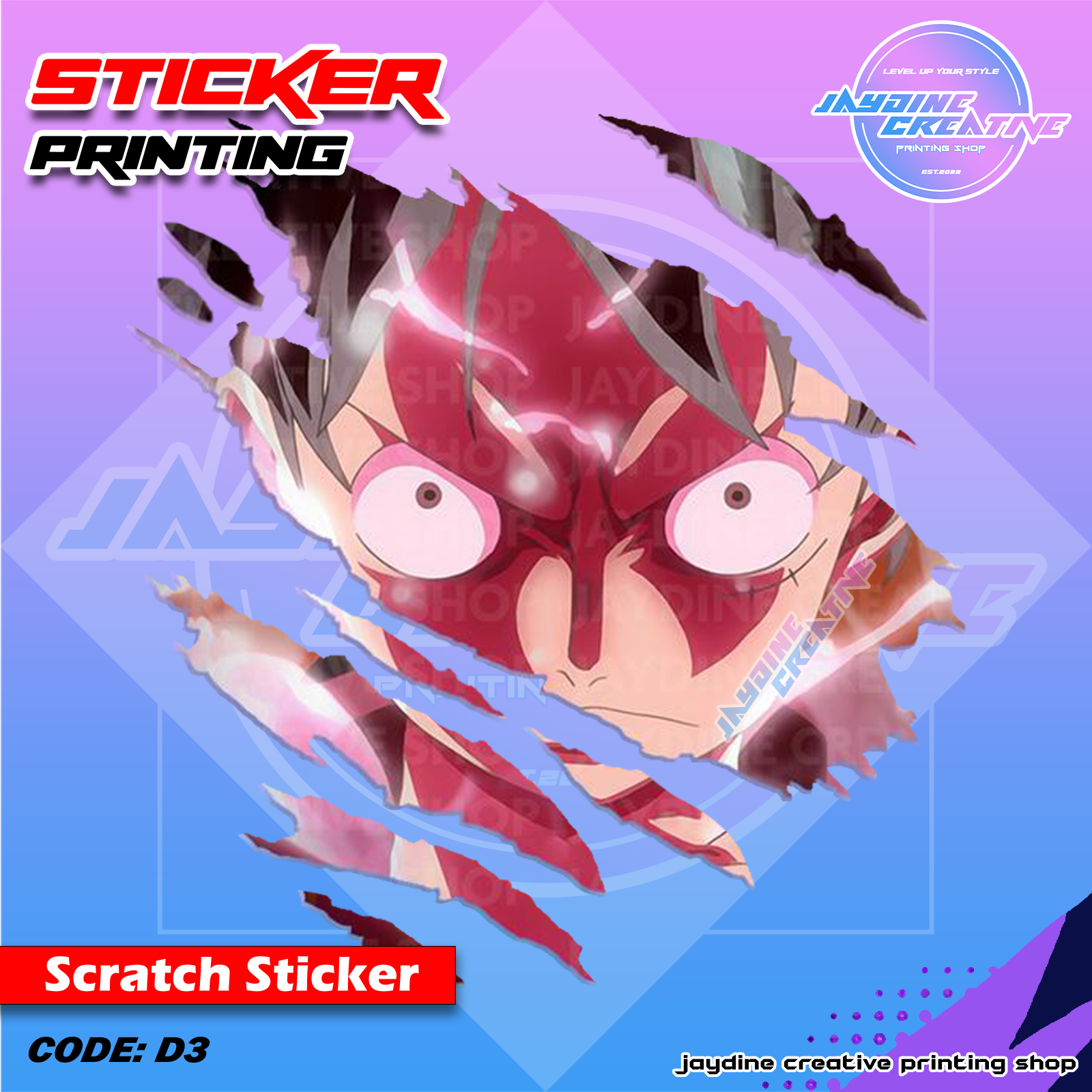 One Piece Inspired Scratch Design Sticker