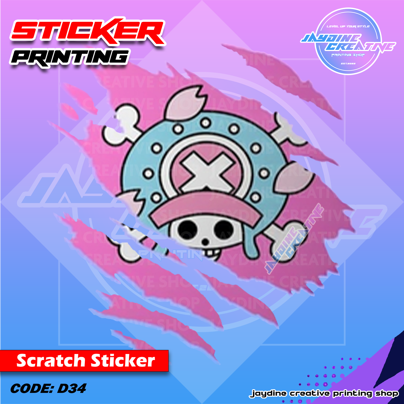 One Piece Inspired Scratch Design Sticker