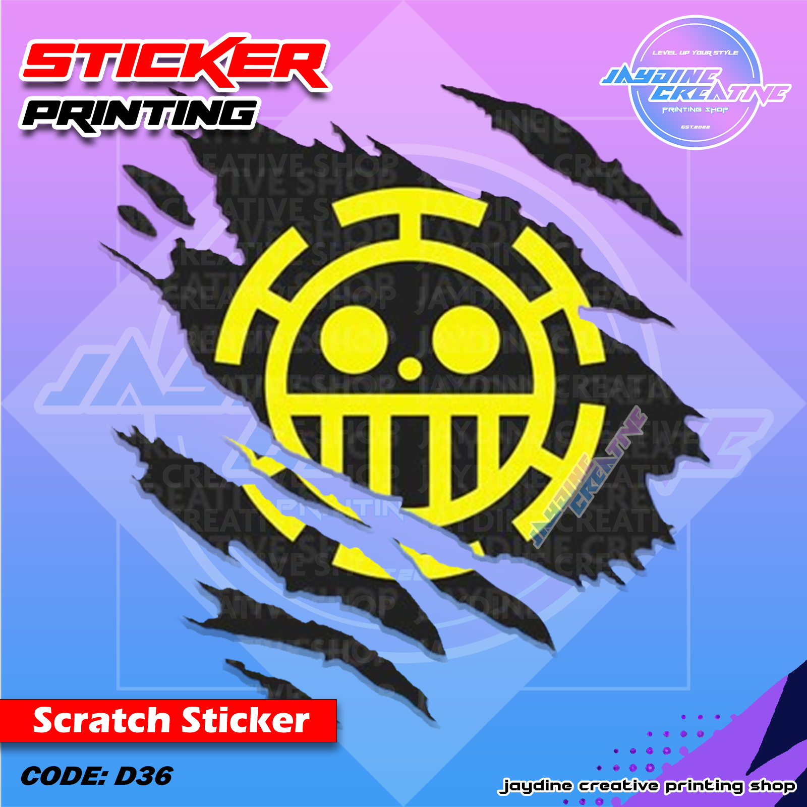 One Piece Inspired Scratch Design Sticker