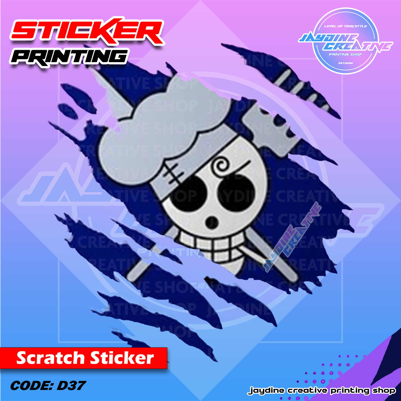 One Piece Inspired Scratch Design Sticker