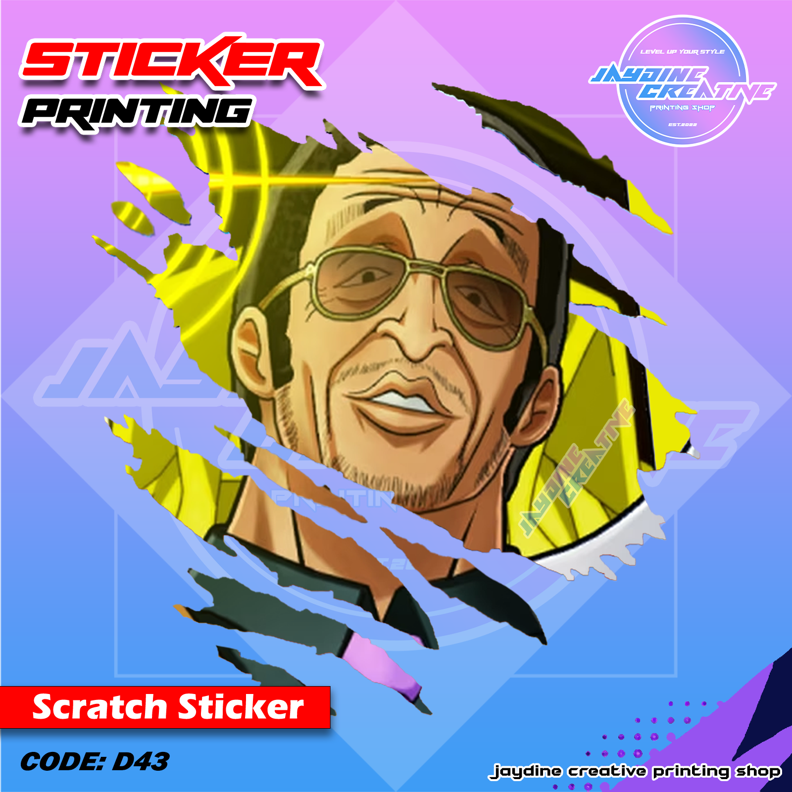 One Piece Inspired Scratch Design Sticker