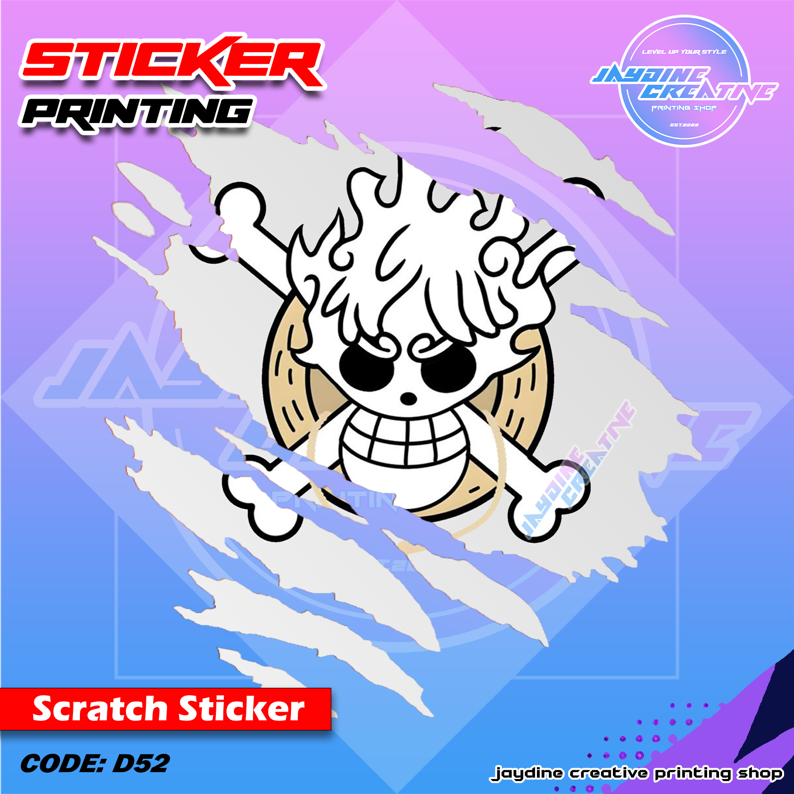 One Piece Inspired Scratch Design Sticker