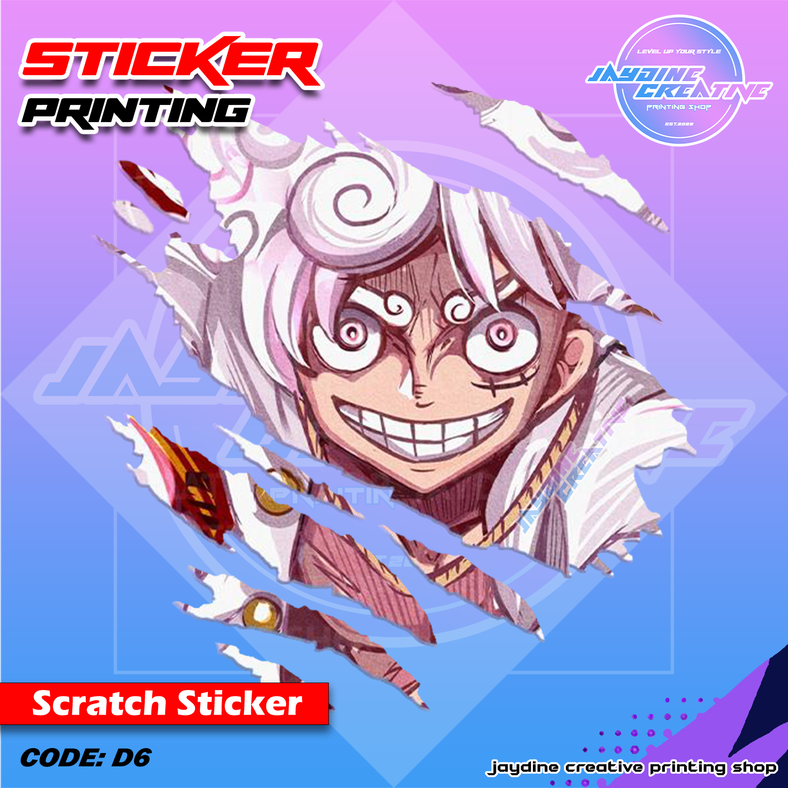 One Piece Inspired Scratch Design Sticker