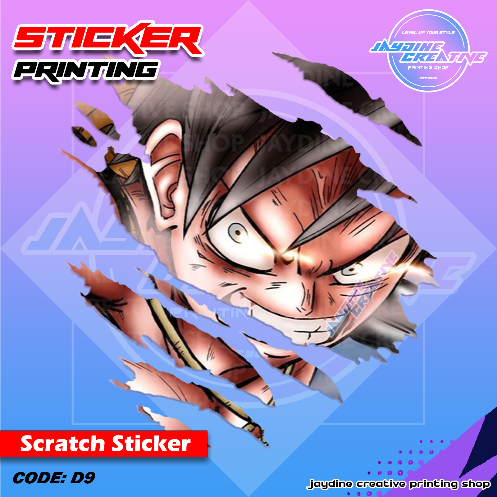 One Piece Inspired Scratch Design Sticker