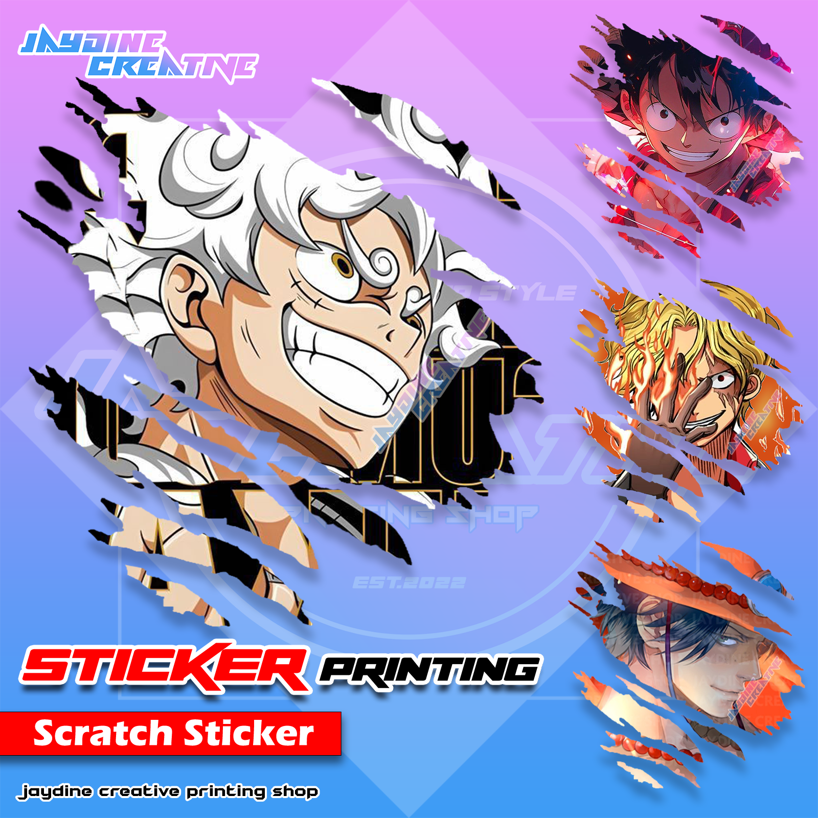 One Piece Inspired Scratch Design Sticker