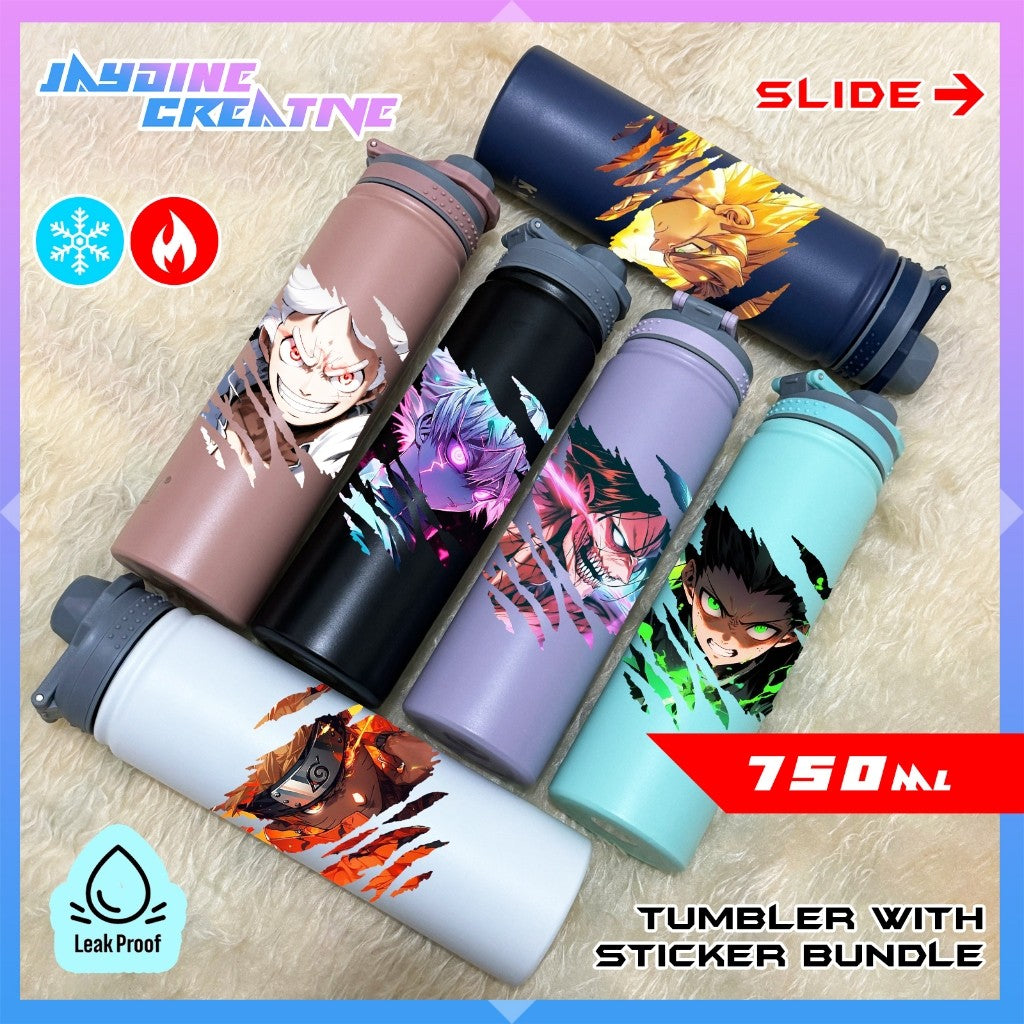 Tumbler with scratch sticker, hot & cold sports bottle stainless 750ml/25oz