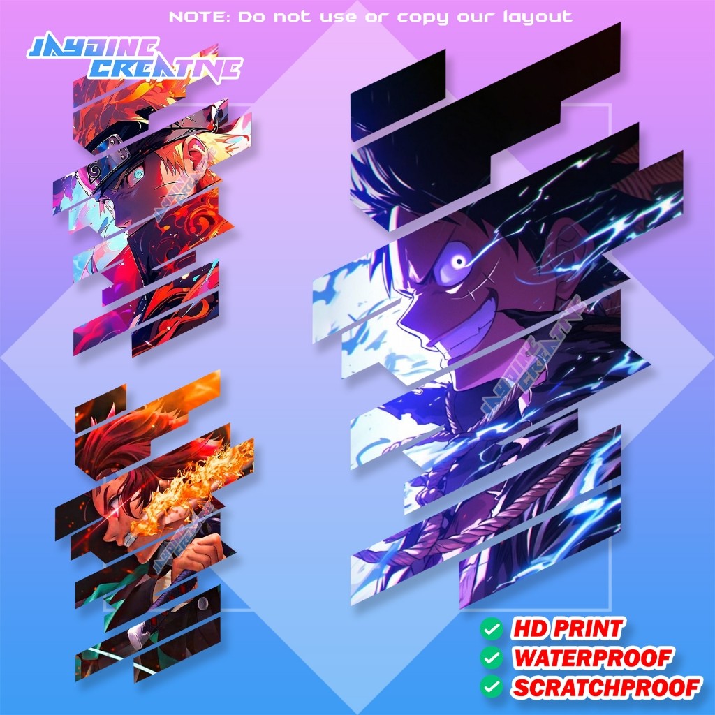 All Anime Stripe Design Sticker Indoor Outdoor Vinyl Sticker, Waterproof & Non-Faded