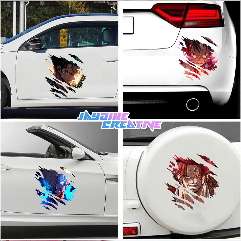 All Anime Character Big Scratch Design Sticker, Indoor Outdoor Vinyl Sticker, Waterproof & Non-Faded