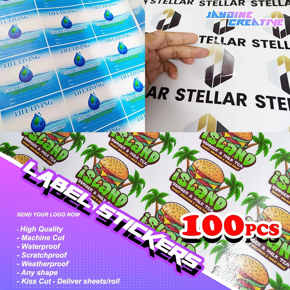 50pcs & 100pcs Product Label Kiss Cut Sticker 2"x2" Custom Sticker 100% Waterproof