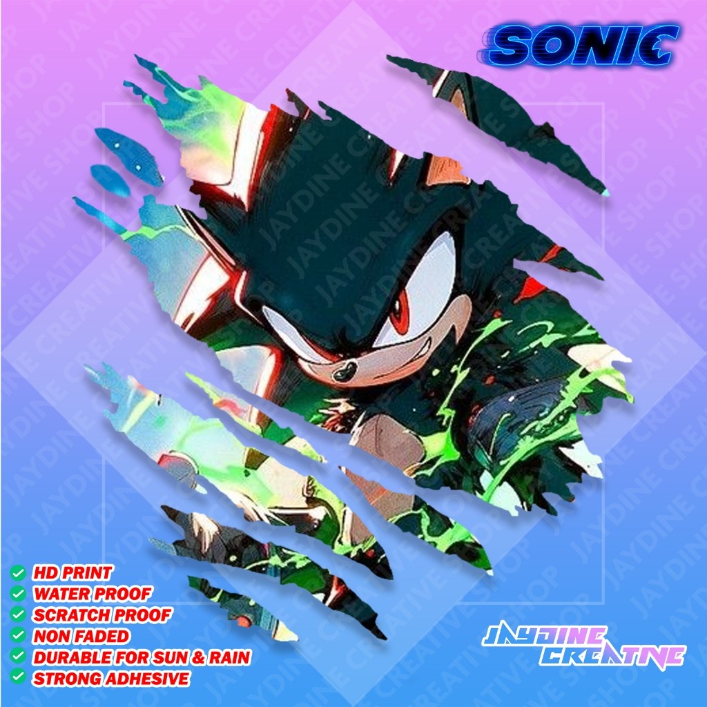 Sonic Scratch Design Sticker, Indoor Outdoor Vinyl Sticker, Waterproof & Non-Faded