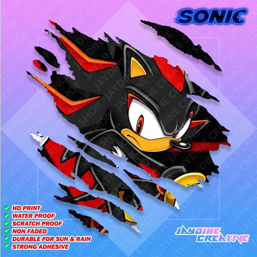Sonic Scratch Design Sticker, Indoor Outdoor Vinyl Sticker, Waterproof & Non-Faded